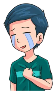 😓 buồn, khóc, hoạt hình, bé trai, cảm xúc, khó chịu whatsapp sticker