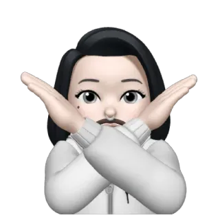 ☠️ Bitmoji, Melipat tangan, Penolakan, Tidak, Berhenti, Larangan, Avatar whatsapp sticker