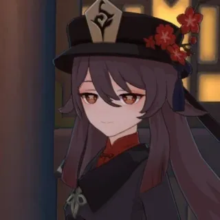 😐 Hu Tao Genshin Impact Anime, Videospiel, Charakter, Mädchen, Blumen, Hut telegram sticker