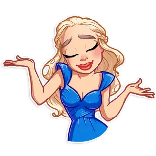 🙂 Daenerys Targaryen Game of Thrones schulterzuckend, blond, kleid, fantasy, cartoon, frau telegram sticker