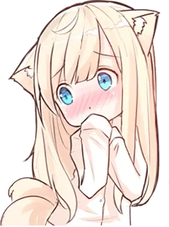 😟 Anime, Kawaii, Imut, Catgirl, Manga, Chibi telegram sticker