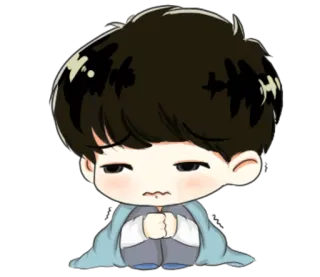 😷 Q版, 可爱, 难过, 担心, 卡通, 插画 telegram sticker