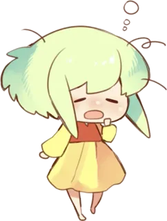 ❔ chibi, sleepy, kawaii, cartoon, cute, exhausted, anime telegram sticker
