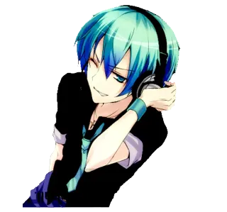 🎧 Anime, Manga, Kopfhörer, Charakter, blaue Haare, Anime Junge whatsapp sticker
