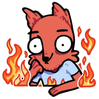🔥 fox, fire, cartoon, sticker, animal telegram sticker