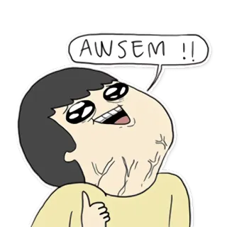👍 AWSEM !! Dessin animé, Pouce levé, Joyeux, Positif, Expression telegram sticker