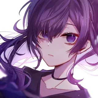 🔮 动漫, 女孩, 紫发, 紫眼睛, 卡通, 肖像 telegram sticker