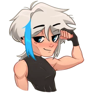 💪 anime, character, digital art, cartoon, muscular, illustration telegram sticker