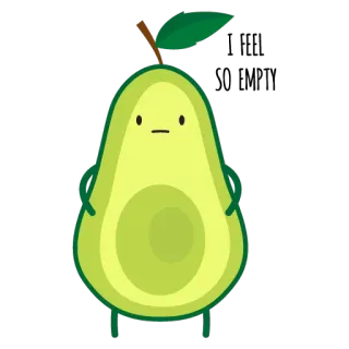 😞 Alpukat, Buah, Lucu, Kartun, Makanan, Hijau telegram sticker