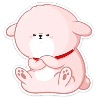 ☹️ autocollant, chien, mignon, animal, rose, dessin animé telegram sticker