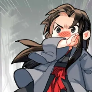 😳 动漫, Q版, 卡通, 脸红, 可爱, 武术 telegram sticker