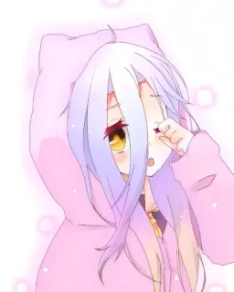 😪 Shiro No Game No Life Anime, Cô gái, Dễ thương, Shiro, No Game No Life, Áo hoodie whatsapp sticker