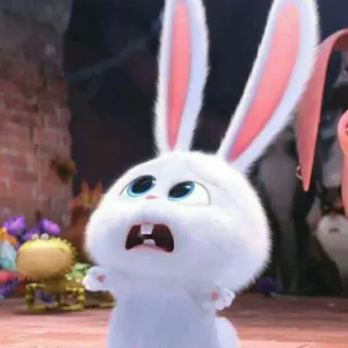 🐾 Snowball The Secret Life of Pets coniglio, coniglietto, pelliccia bianca, animato, carino, soffice, Snowball whatsapp sticker