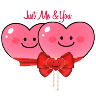 ❣ Just Me & You corazones, amor, amistad, romance, relación, dibujos animados, lindo telegram sticker