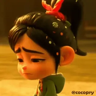 😔 Vanellope von Schweetz Wreck-It Ralph @cocopry Vanellope, Ralph el Demoledor, Disney, animado, dibujos animados, triste, personaje telegram sticker