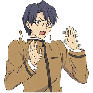 😨 animé, effrayé, choqué, homme, lunettes telegram sticker