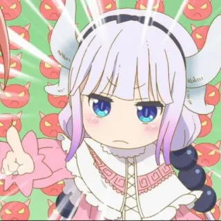 🍥 Kanna Kamui Miss Kobayashi's Dragon Maid Anime, Drache, Mädchen, Cartoon, Niedlich, Kanna Kamui telegram sticker