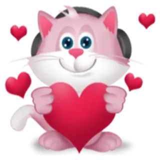 ❤️ gatto, cuore, amore, cartone animato, animale, carino, rosa telegram sticker