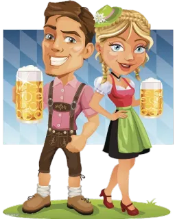 🍻 birra, germania, tedesco, oktoberfest, coppia, cartoni animati telegram sticker