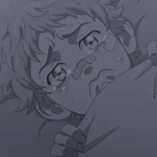 😭 anime, pleurs, triste, bandages, blessé telegram sticker