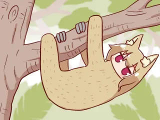 🦊 bicho-preguiça, anime, fofo, árvore, desenho animado telegram sticker