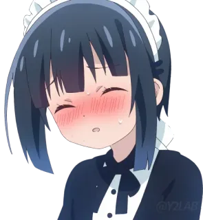 🥵 Anime, Pokojówka, Urocza, Dziewczyna, Rumieniec, Pot whatsapp sticker