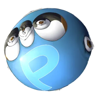 🎈 P animal, cartoon, balloon, penguin, blue, character, mascot whatsapp sticker