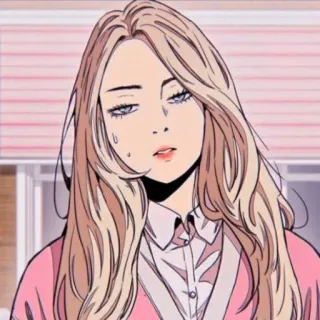 🌆 anime, woman, blonde, cartoon, illustration telegram sticker