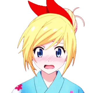 ☺️ อนิเมะ, ผู้หญิง, ผมบลอนด์, โบว์, น่ารัก, การ์ตูน telegram sticker