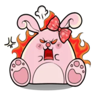 😡 conejo, enojado, rosa, lindo, dibujos animados, irritado, enfadado telegram sticker