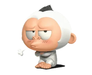 😤 cartoon, monkey, cute, sad, animal whatsapp sticker