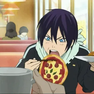 💎 Yato Noragami Anime, Pizza, Essen, Charakter, Noragami, Yato telegram sticker