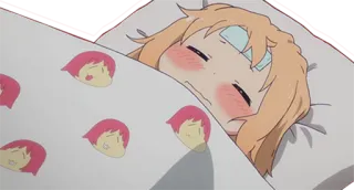 🤒 Anime, Dibujos animados, Enfermo, Enfermo, Durmiendo, Personaje, Cama telegram sticker