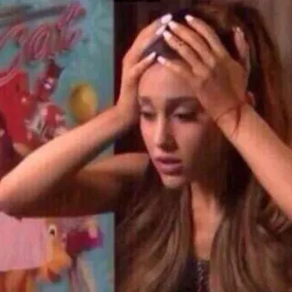 🙆 Ariana Grande mulher, chateada, celebridade, cantora, mãos whatsapp sticker