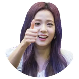 👍 Jisoo Jisoo, zangeres, duim omhoog, K-pop, Blackpink, vrouw, idol, paars haar telegram sticker