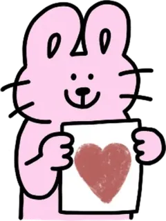 💬 토끼, 하트, 사랑, 만화, 귀여운, 분홍색 whatsapp sticker