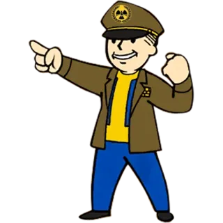 👈 Vault Boy Fallout Vault Boy, Fallout, Videojuego, Personaje, Señalando, Dibujos animados telegram sticker