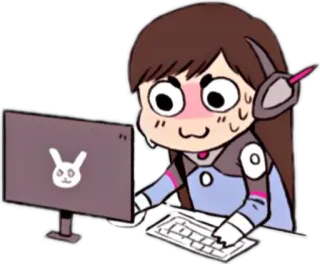 😥 D.Va Overwatch D.Va, Overwatch, gamer, video game, lucu, kartun telegram sticker