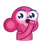 🤭 pink, monkey, shocked, surprised, cute, cartoon, sticker telegram sticker
