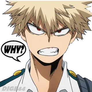 ❓ Bakugo My Hero Academia WHY? anime, Bakugo, My Hero Academia, enojado, pregunta telegram sticker