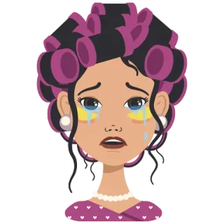 Woman in curlers telegram stickers