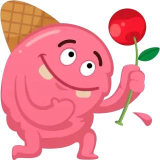 🌹 мороженое, вишня, мультфильм, еда, десерт, сладкий, счастливый telegram sticker
