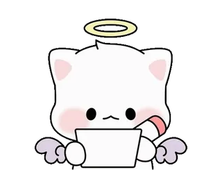 ❤️ thiên thần, dễ thương, mèo, vòng hào quang, kawaii, đôi cánh whatsapp sticker