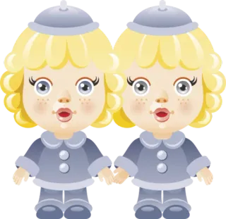 ♊ tweelingen, poppen, cartoon, schattig, kinderen telegram sticker