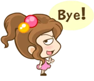 👋 Bye! Hoạt hình, Tạm biệt, Chia tay, Cô gái, Dễ thương, Nhân vật telegram sticker