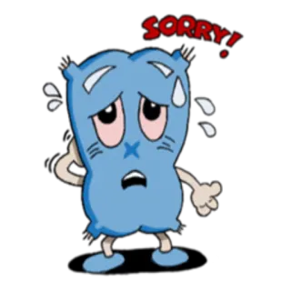 😔 SORRY! ขอโทษ, เสียใจ, การ์ตูน, เศร้า, เสียใจ, น่ารัก telegram sticker