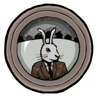 🚪 Hase, anthropomorph, Anzug, Winter, Schnee, Cartoon telegram sticker
