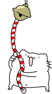 ⛩️ Katze, Glocke, Feiertag, Weihnachten, süß, Cartoon whatsapp sticker