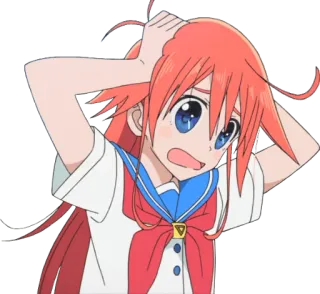 😟 Anime, Garota, Pânico, Uniforme escolar, Chateada telegram sticker