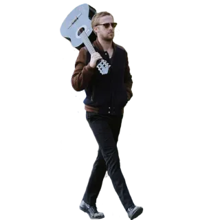 🎸 man, gitaar, wandelen, zonnebril, casual whatsapp sticker